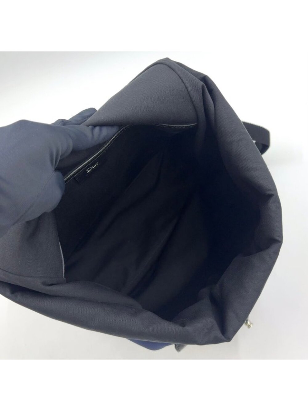 Dior Homme Be Motion Leather Nylon Navy Black Backpack Silver - Picture 3 of 15